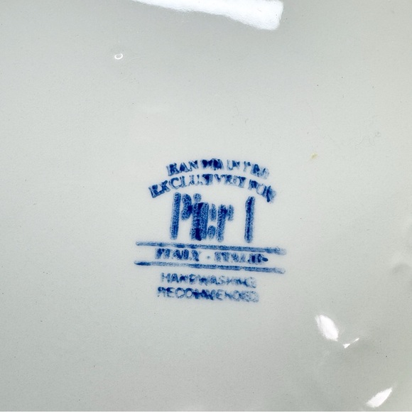 Pier 1 Italian Hand Painted Blue Floral Serving Bowl Set - Picture 6 of 15